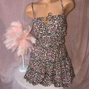 Skirt crop top ruffle skirt peasant floral flower black pink spring summer dress